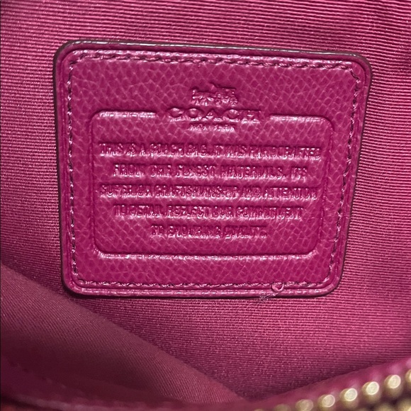 Coach Magenta Leather Satchel with Scarf Accent Key Holder CALLOUTS - Picture 12 of 16